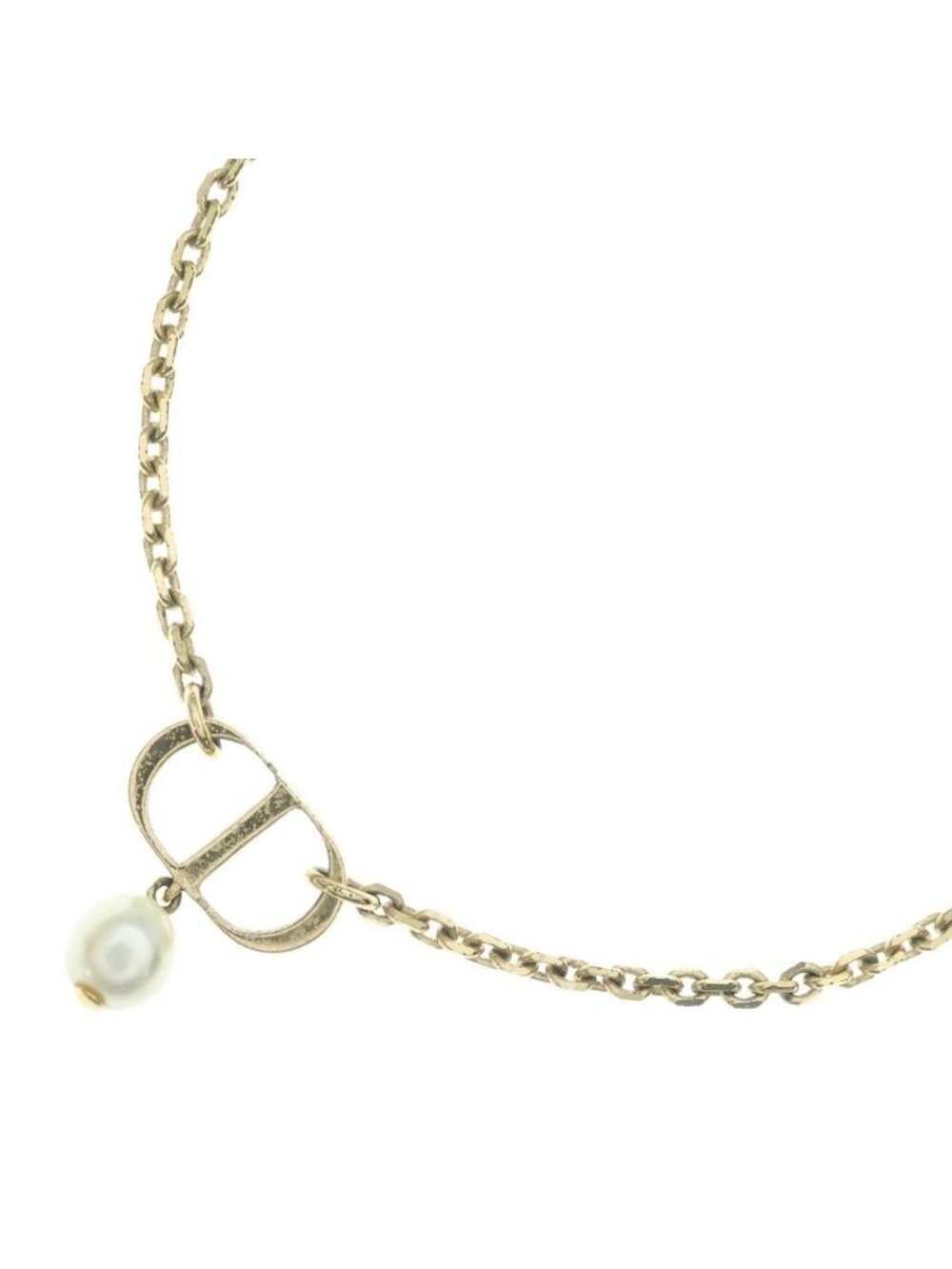 Dior Petit CD Logo Necklace Pearl Gold Plated